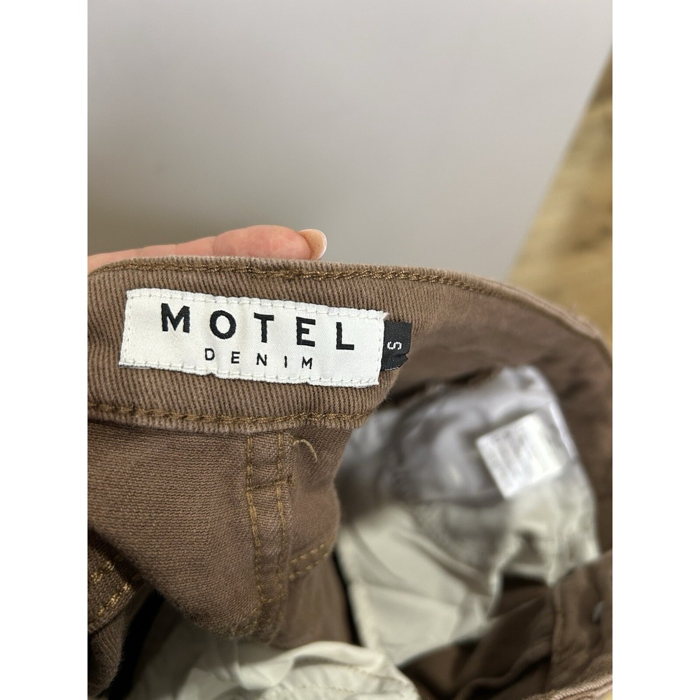 Motel Rocks Wide Leg High Rise Jean Size S Brown Color - Picture 5 of 12